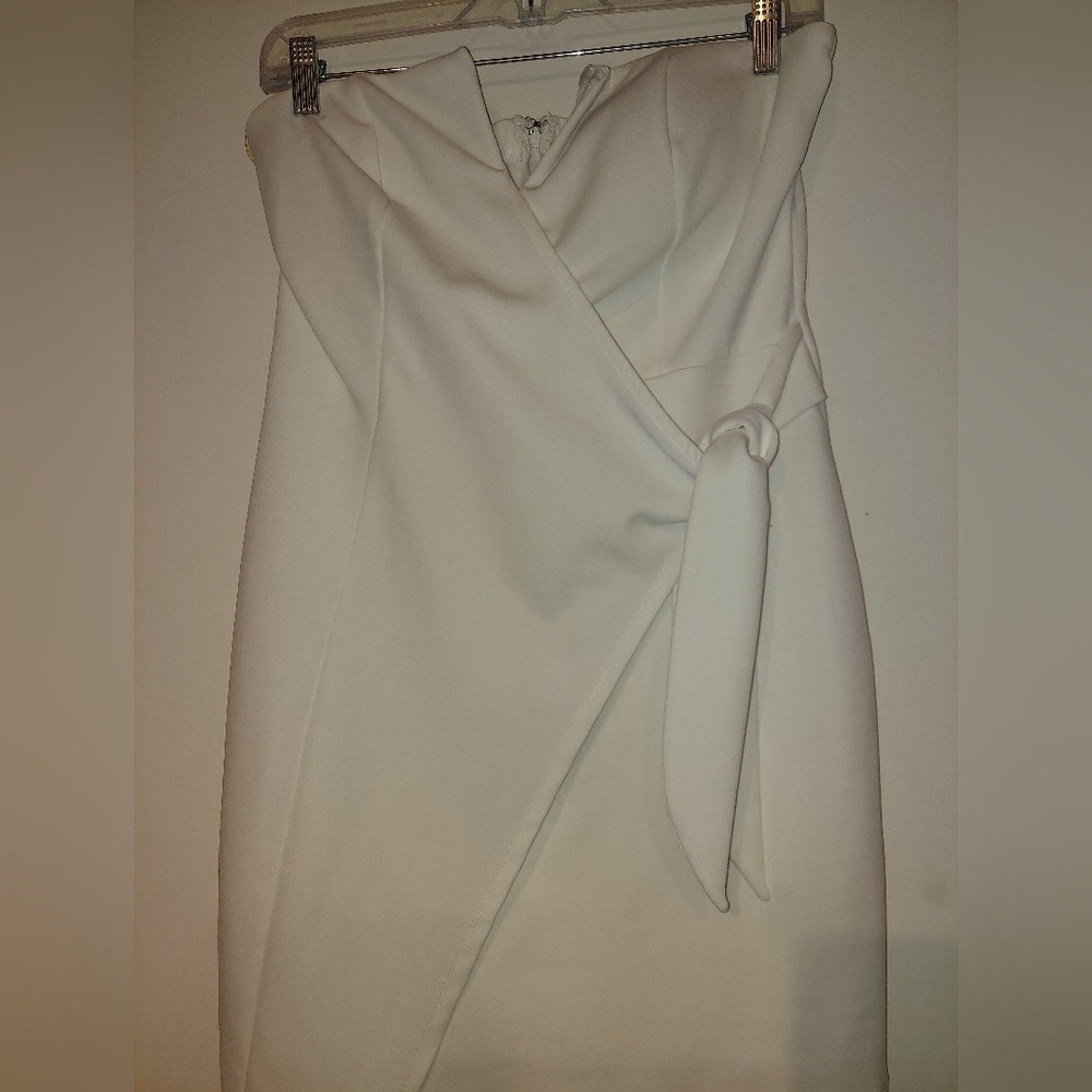Trixxi White Midi Wrap Skirt with Tie Front